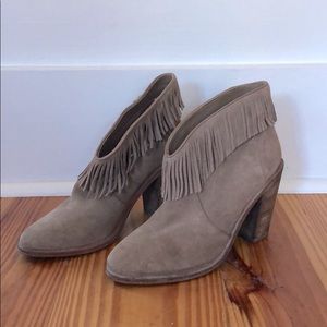 Joie Loren fringe ankle suede boots
